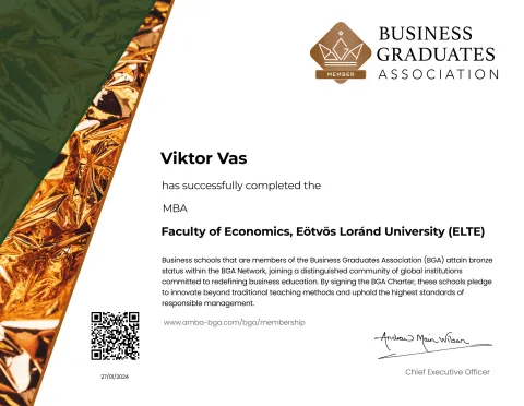 Preview of the Business Graduates Association membership certificate